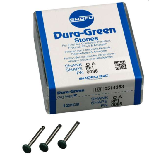 Dura-Green Mounted Stones Contra Angle Round End RE1 12/Bx