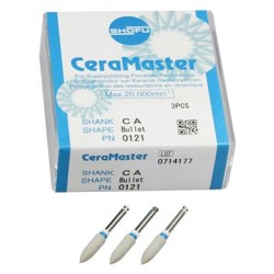 CeraMaster Silicon Polisher CA Bullet 0121 White Band f/ Prcln/Enml Rfl 3/Pk