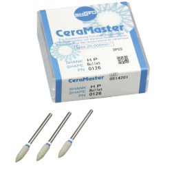 CeraMaster Silicon Polisher HP Bullet 0126 White Band f/ Prcln/Enml Rfl 3/Pk