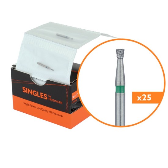 Single Use Diamond Bur, Sterile Packed, 25pk, 1.6mm Inverted Cone, 1.5mm Working Length, Coarse Grit