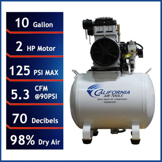 2.0 Hp Ultra Quiet, Ultra Dry & Oil-Free Air Compressor with Drying System and Automatic Drain Valve