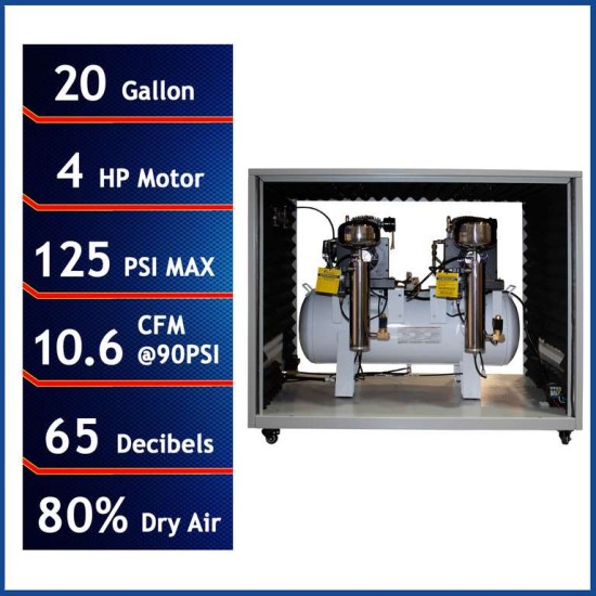 CALIFORNIA AIR TOOLS 20040DSPCAD Powerful 4.0 Hp Ultra Quiet & Oil-Free 20 Gallon Air Compressor with 80% Air Drying System and Automatic Drain in a Soundproof Cabinet CALIFORNIA AIR TOOLS 20040DSPCAD Powerful 4.0 Hp Ultra Quiet & Oil-Free 20 Gallon Air Compressor with 80% Air Drying System and Automatic Drain in a Soundproof Cabinet