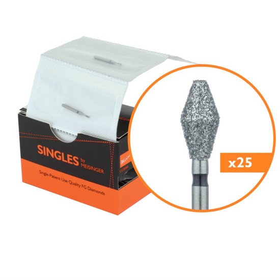 Single Use Diamond Bur, Sterile Packed, 25pk, 3.7mm Barrel, 7mm Working Length, Super Coarse Grit, FG