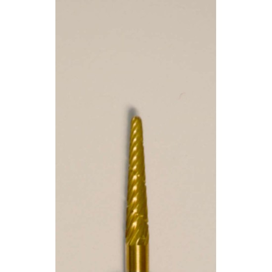 Buffalo Dental Gold Cap Taper Fissure (31P) TNT-Coated Dual Cut Regular HP Carbide Bur