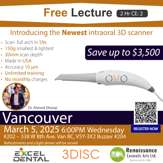 Free Lecture - March 5th 2025 - Introducing the Newest intraoral 3D scanner