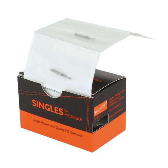 Single Use Diamond Bur, Sterile Packed, 25pk, 1.4mm End Cutting Cylinder, Medium Grit, FG