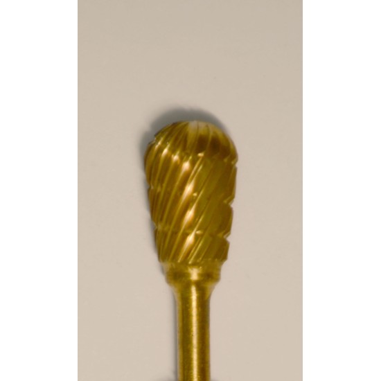 Buffalo Dental Gold Cap Pear (53A) TNT-Coated Dual Cut Regular HP Carbide Bur