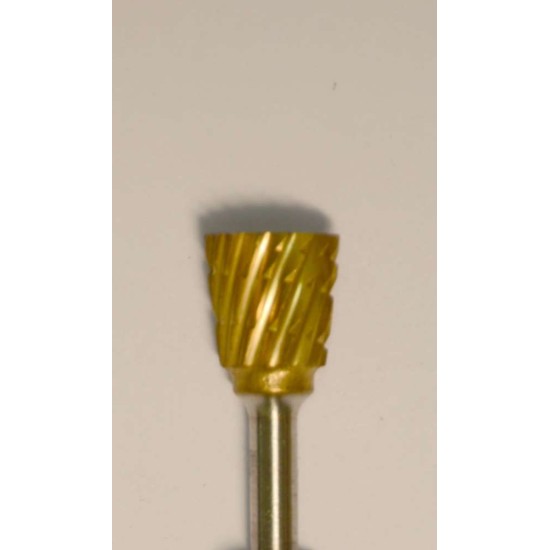 Buffalo Dental Gold Cap Inverted Cone (73C) TNT-Coated Dual Cut Regular HP Carbide Bur