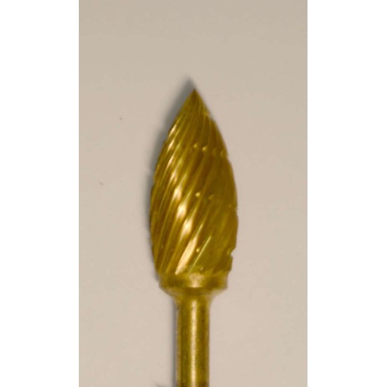 Buffalo Dental Gold Cap Flame (81A/61A) TNT-Coated Dual Cut Regular HP Carbide Bur