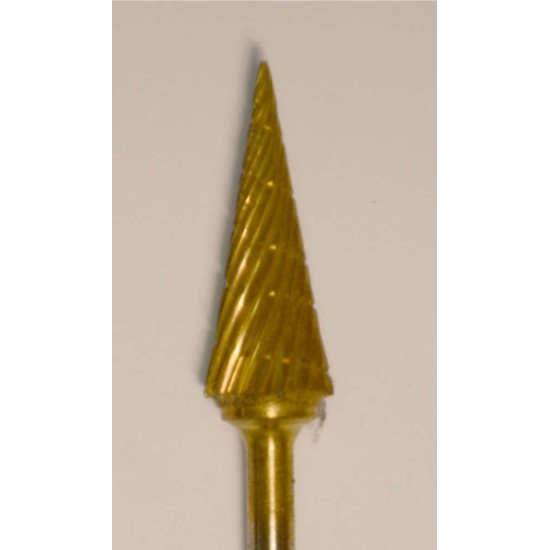 Buffalo Dental Gold Cap Cone (82T) TNT-Coated Dual Cut Regular HP Carbide Bur