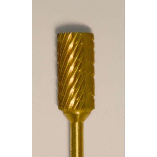 Buffalo Dental Gold Cap Cylinder (83E) TNT-Coated Dual Cut Regular HP Carbide Bur