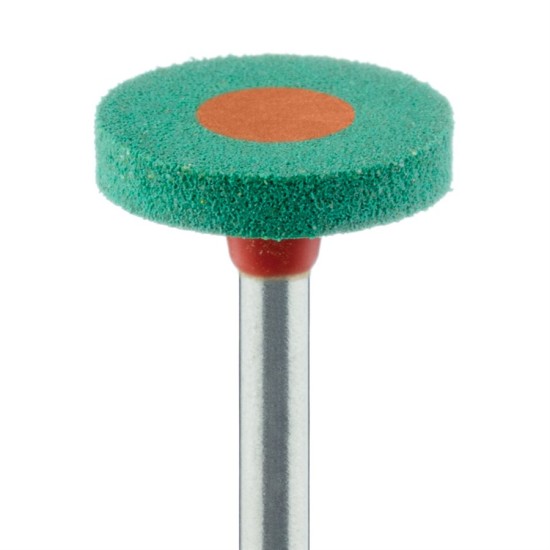 Diamond Impregnated Porcelain Polisher, Wheel, Green / Orange, Prepolishing, Coarse, 11.0mm, RA