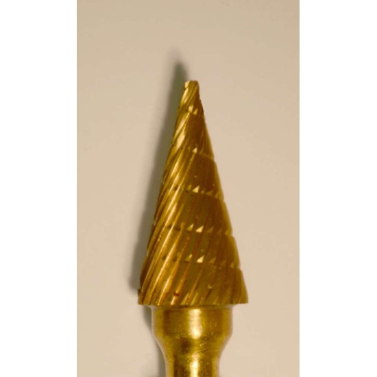 	Buffalo Dental Gold Cap 1/2" Cone (B1/2) TNT-Coated Dual Cut Regular HP Carbide Bur