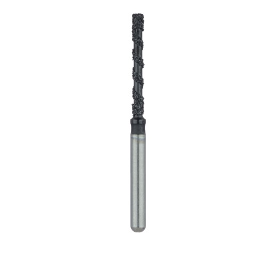 B837L-012-FG Black Cobra Diamond Bur, Super Coarse Grit, Long Flat End Cylinder, 1.2mm, FG