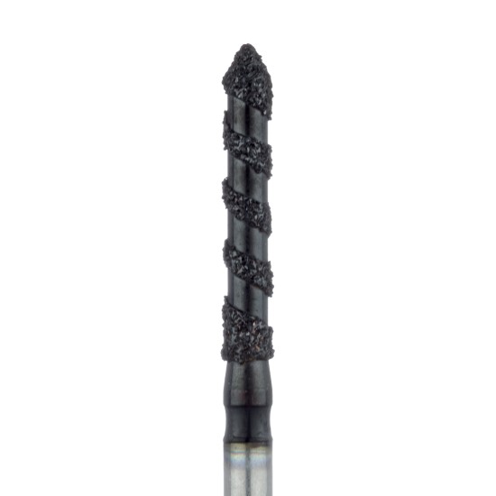 Black Cobra Diamond Bur, Long, Pointed Tip Cylinder, 1.6mm, FG