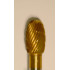 Buffalo Dental Gold Cap 3/8" Egg (D3/8) TNT-Coated Dual Cut Regular Carbide Bur w/ 1/4" Shank