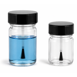 BOTTLE - CLEAR GLASS WITH BRUSH CAP, RD, 1/2 OZ. (EMPTY)