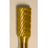 Buffalo Dental Gold Cap 3/8" Cylinder (E3/8) TNT-Coated Dual Cut Regular Carbide Bur w/ 1/4" Shank