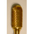 Buffalo Dental Gold Cap Barrel 1/2" TNT-Coated Dual Cut Regular Carbide Bur w/ 1/4" Shank