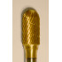 Buffalo Dental Gold Cap 3/8" Barrel (F3/8) TNT-Coated Dual Cut Regular Carbide Bur w/ 1/4" Shank