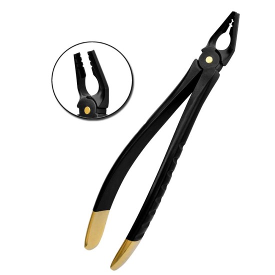 Deep Gripping Atraumatic Extraction Forceps, Upper Premolars- BLACK & GOLD Series