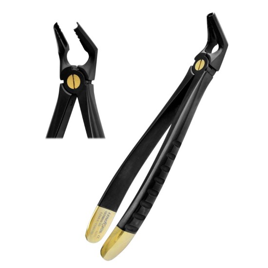 Deep Gripping Atraumatic Extraction Forceps, Lower Premolars – BLACK & GOLD Series