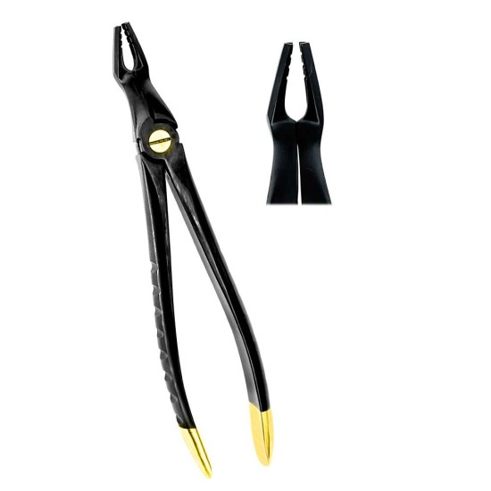 Deep Gripping Atraumatic Extraction Forceps, Upper Molars BLACK & GOLD