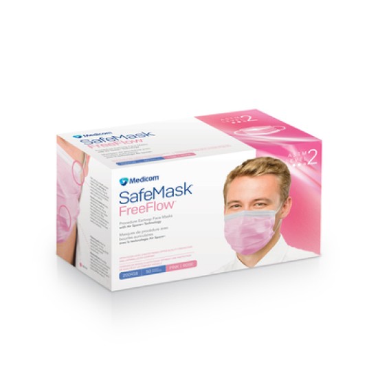 SafeMask FreeFlow Mask Pink Level 2 50/Bx