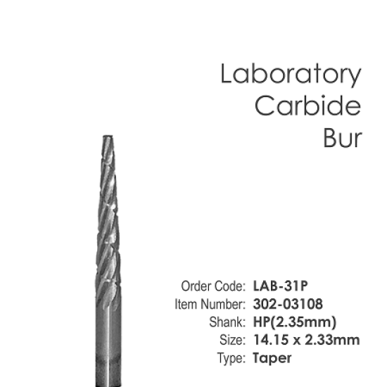 Lab Carbide Bur #31P Taper - HP Shank