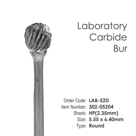 Lab Carbide Bur #52D Round - HP Shank