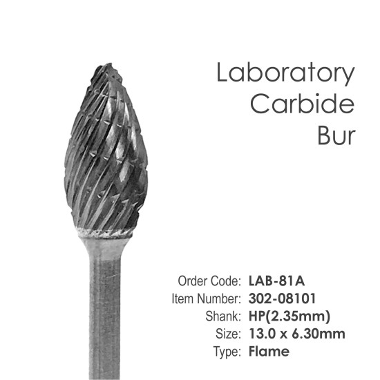 Lab Carbide Bur #81A Flame - HP Shank