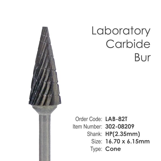 Lab Carbide Bur #82T Cone - HP Shank