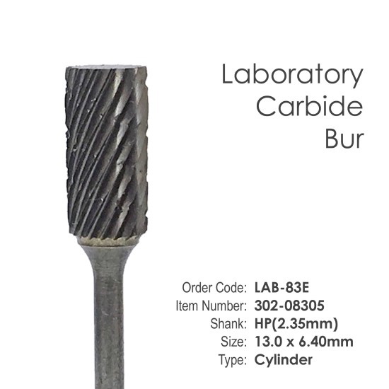 Lab Carbide Bur #83E Cylinder - HP Shank