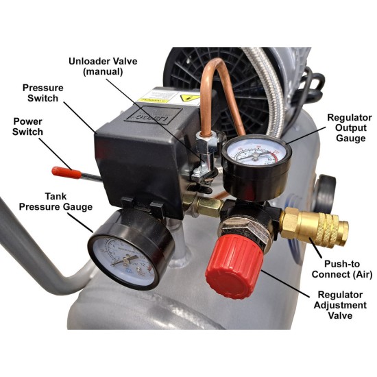 Ultra Quiet, Oil-Free, Lightweight Aluminum Air Compressor with Automatic Drain Valve