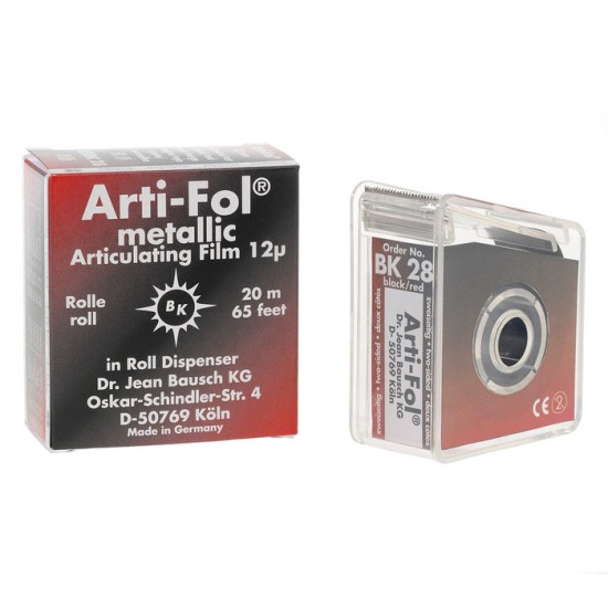 Arti-Fol® Metallic Shimstock Film in Dispenser 20 m x 22 mm, 2 Sided, Black/Red*