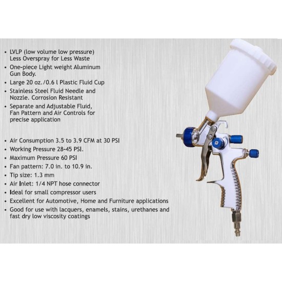 CAT-33000 LVLP Spray Gun with Gravity Feed Cup